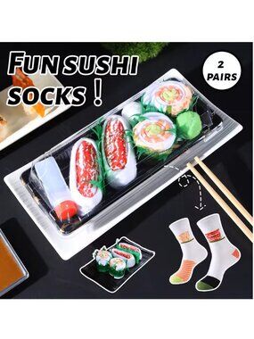 SUSHI SOCKS - Viral Sushi Socks - 2 Pairs - NEW